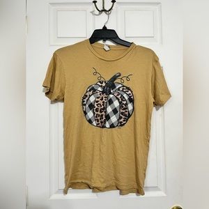 Boutique pumpkin cheetah & plaid tee